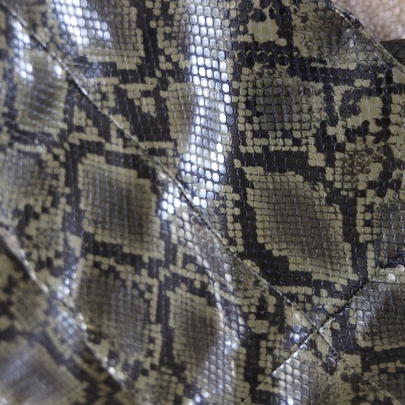 So Me Olive Snakeskin Chain Boot Heels - Picture 5 of 9